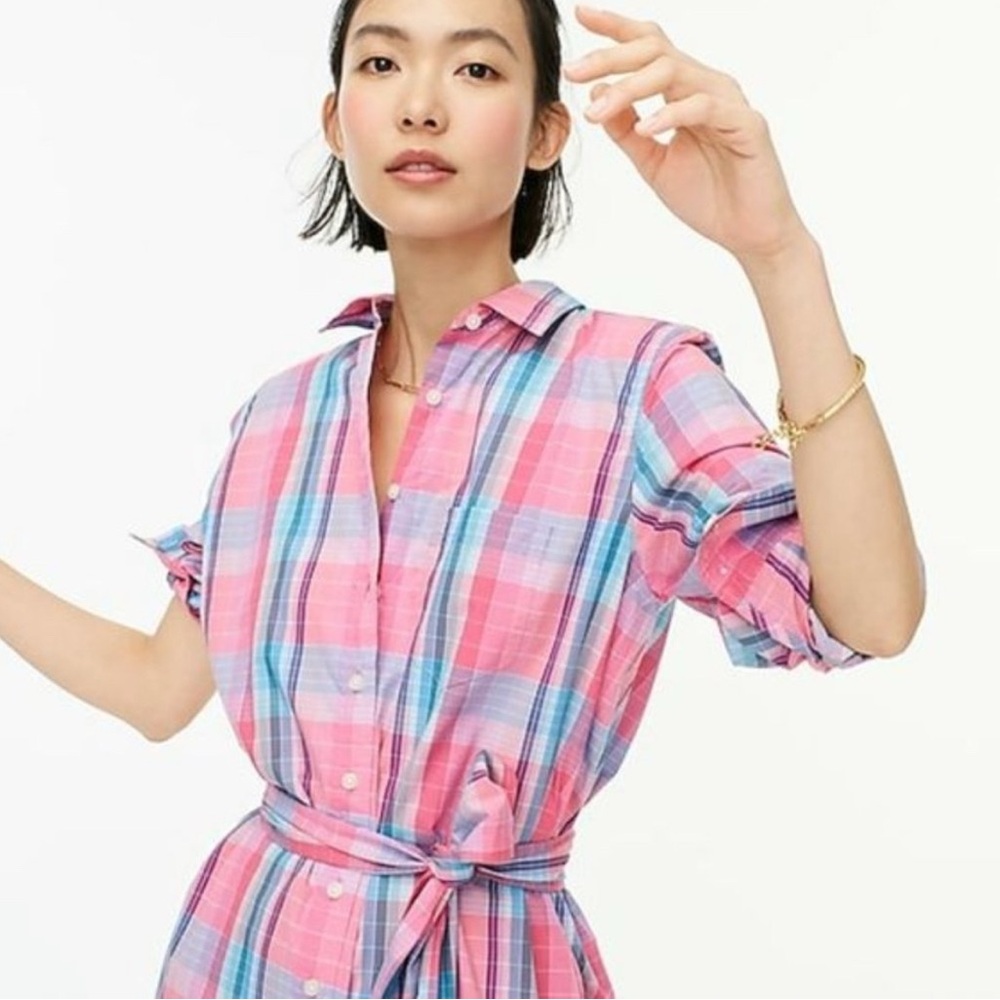 J.Crew Madras Plaid Classic Fit Shirt Dress - Picture 7 of 7